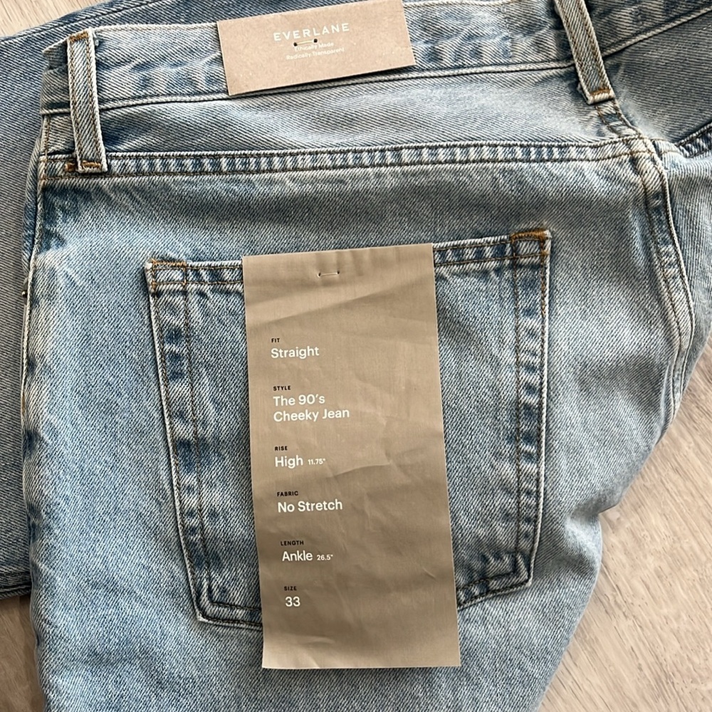 Everlane NWT The 90’s Cheeky Jeans‎ Denim High Waist Straight Women’s 33 - Picture 10 of 13
